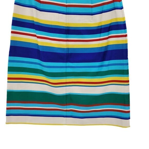 Talbots Petites Pencil Skirt 4P Multicolor Rainbow Striped Cotton Colorful Knee - Picture 8 of 9